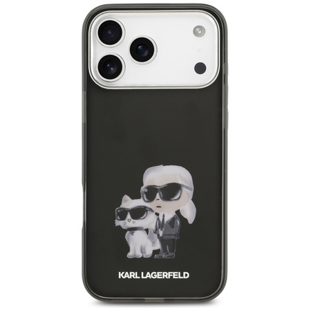 Karl Lagerfeld IML Aquarelle Karl & Choupette & Logo MagSafe - Custodia per iPhone 17 Pro (Nero)