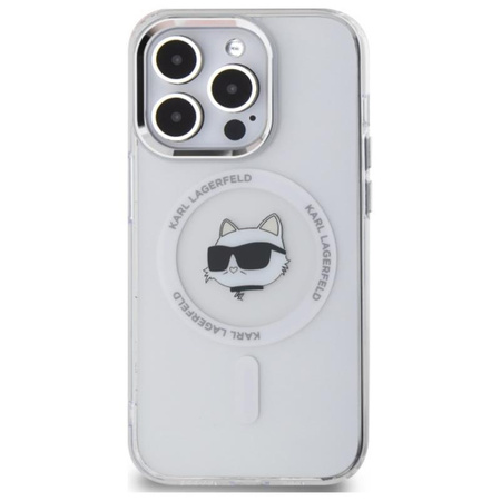 Karl Lagerfeld IML Metal Choupette Head MagSafe - Pouzdro na iPhone 14 Pro (bílá)