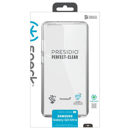 Speck Presidio Perfect-Clear - Samsung Galaxy S23 Ultra Case with MICROBAN Coating (Clear)