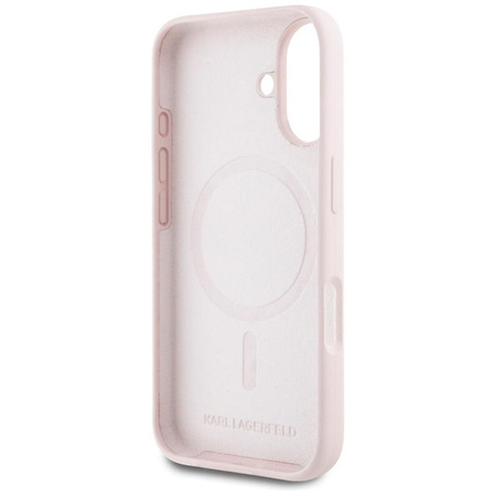 Karl Lagerfeld Silicone Double Heads And Circle MagSafe - Coque pour iPhone 16 (rose)
