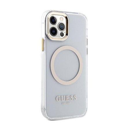 Guess Metal Outline MagSafe - iPhone 12 / iPhone 12 Pro Case (Transparent / Gold)