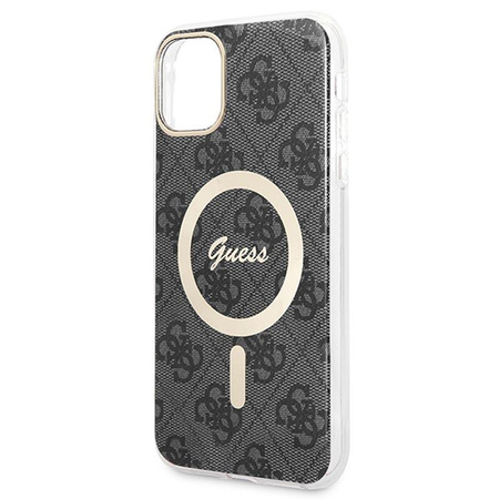 Guess Bundle Pack MagSafe 4G - MagSafe iPhone 11 case + charger set (black/gold)