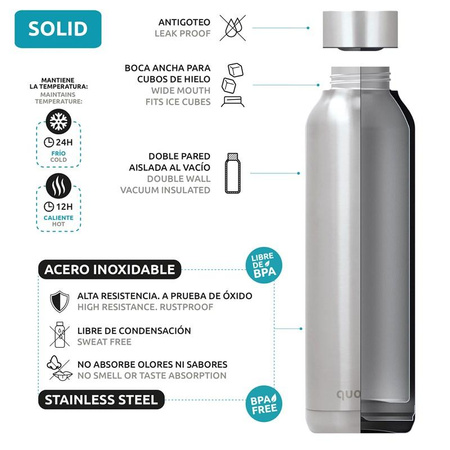 Quokka Solid - Rozsdamentes acél termikus palack 630 ml (Lime Vibe)