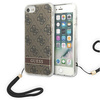 Guess 4G Print Cord - Case with lanyard iPhone SE 2022 /SE 2020 / 8 / 7 (Brown)