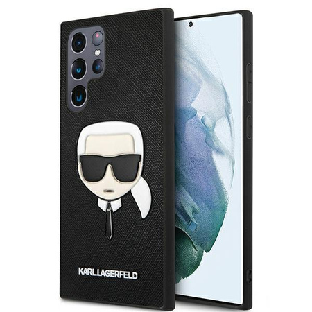 Karl Lagerfeld Saffiano Ikonik Karl`s Head - Samsung Galaxy S22 Ultra tok (fekete)