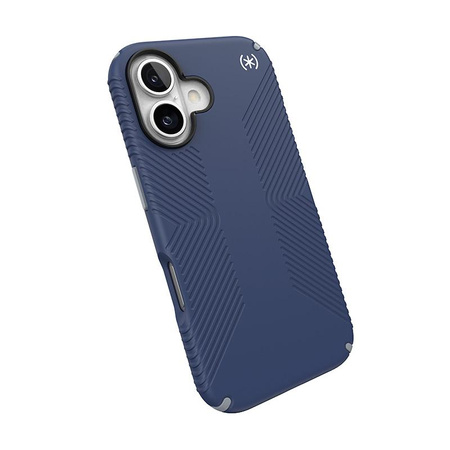 Speck Presidio2 Grip - Coque pour iPhone 16 (Bleu côtier / Gris poussière / Blanc)