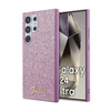 Guess Glitter Flakes Metal Logo Case - pouzdro pro Samsung Galaxy S24 Ultra (fialové)