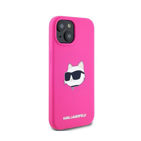 Karl Lagerfeld Silikonové pouzdro Choupette Head MagSafe - iPhone 15 Plus / 14 Plus (růžové)