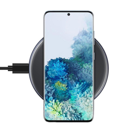 Crong PowerSpot Fast Wireless Charger - Aluminum Qi 15W USB-C wireless charger with tempered glass coating (Shadow Black)