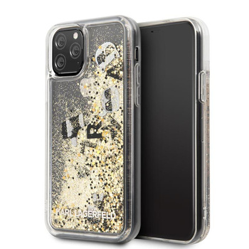 Karl Lagerfeld Glitter Liquid Floatting Charms - pouzdro pro iPhone 11 Pro (zlaté plovoucí přívěsky)