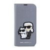 Karl Lagerfeld Booktype NFT Saffiano Karl & Choupette - Tasche für iPhone 14 Pro (Silber)