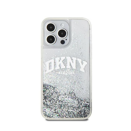 DKNY Liquid Glitter Big Logo - pouzdro pro iPhone 15 Pro Max (bílé)