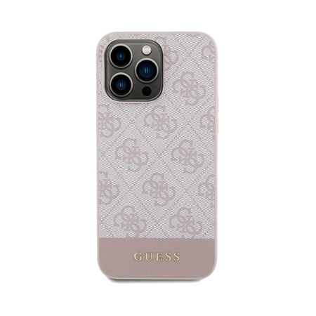 Guess 4G Bottom Stripe Collection - pouzdro pro iPhone 15 Pro Max (růžové)