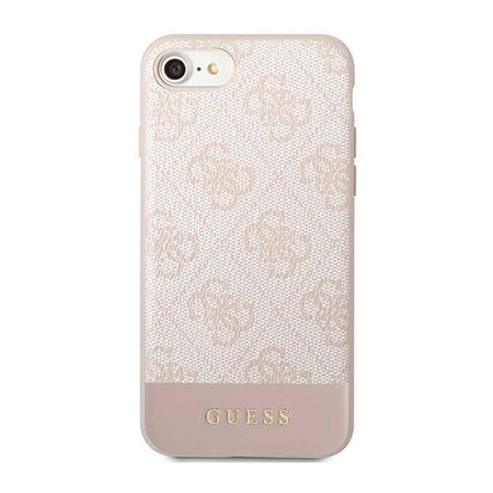 Collection Guess 4G Bottom Stripe - Coque iPhone SE (2022/2020) / 8 / 7 (rose)