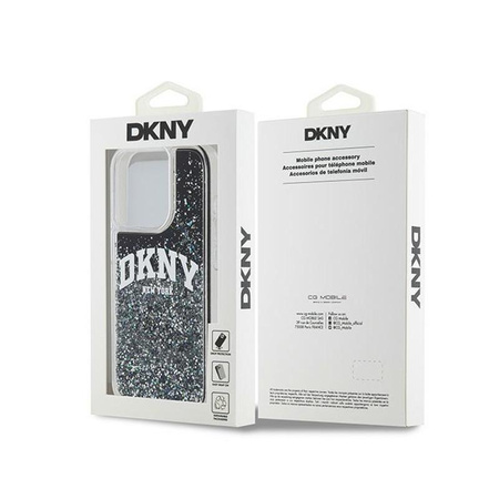 DKNY Liquid Glitter Big Logo - Coque pour iPhone 15 Pro (noir)