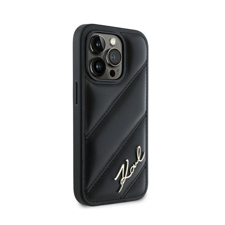 Karl Lagerfeld Diagonal Quilted Script - Étui pour iPhone 14 Pro (noir)