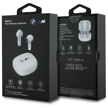 BMW Printed Logos - TWS ENC Bluetooth Headphones + Charging Case (white)