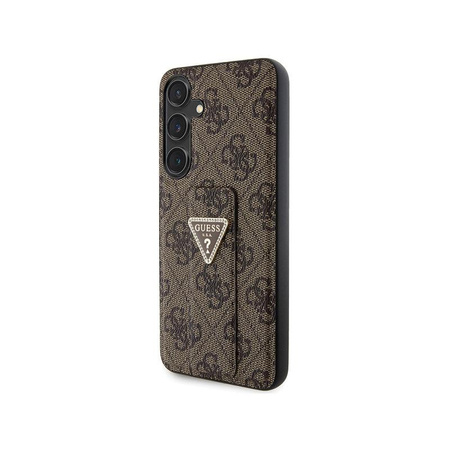 Guess Grip Stand 4G Triangle Strass Logo - Hülle für Samsung Galaxy S24+ (Braun)