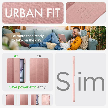 Spigen Urban Fit - Etui pour iPad Air 11" M3 (2025) / M2 (2024) / iPad Air 10.9" (5th-4th gen).) (2022-2020) (or rose)