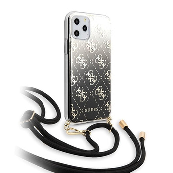 Guess 4G Gradient Hard Case - Coque avec dragonne amovible iPhone 11 Pro (Noir)