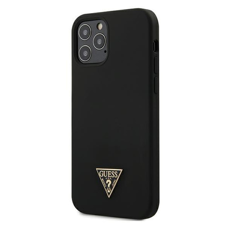 Silikonové pouzdro Guess s trojúhelníkovým logem - iPhone 12 / iPhone 12 Pro (černé)