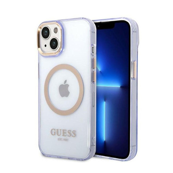Guess Gold Outline áttetsző MagSafe - iPhone 14 tok (lila)