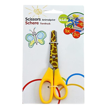 Topwrite - Ciseaux 13 cm avec motif animalier (Jaune / Girafe)
