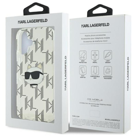 Karl Lagerfeld IML Choupette Head Galvanizované pouzdro - iPhone 16 (průhledné)