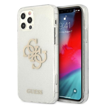 Guess Glitter 4G Big Logo - Etui iPhone 12 / iPhone 12 Pro (przezroczysty)