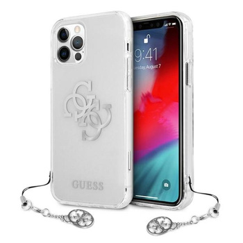 Guess 4G Big Logo Charm - iPhone 12 / iPhone 12 Pro Tasche (silberne Charmes)