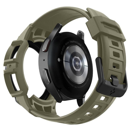 Spigen Rugged Armor Pro - Bracelet + étui pour Samsung Galaxy Watch 5 45 mm (Vintage Khaki)
