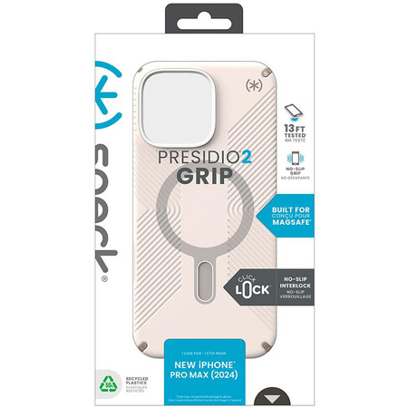 Speck Presidio2 Grip ClickLock & MagSafe - pouzdro pro iPhone 16 Pro Max (Bělená kost / Zlaté dědictví / Lískově hnědá)