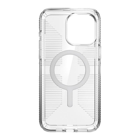 Speck Gemshell Grip + MagSafe - Coque pour iPhone 15 Pro Max (Transparent / Finition Chrome)