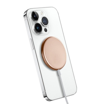 Crong MagSpot Wireless Charger - MagSafe 15W Aluminum Inductive Charger (Gold)