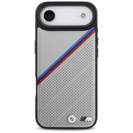 Custodia MagSafe per iPhone Air con logo tricolore in metallo BMW M (grigio)