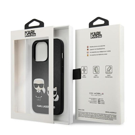 Karl Lagerfeld PU-Leder mit Karl & Choupette-Prägung - iPhone 13 Pro Max Tasche (schwarz)