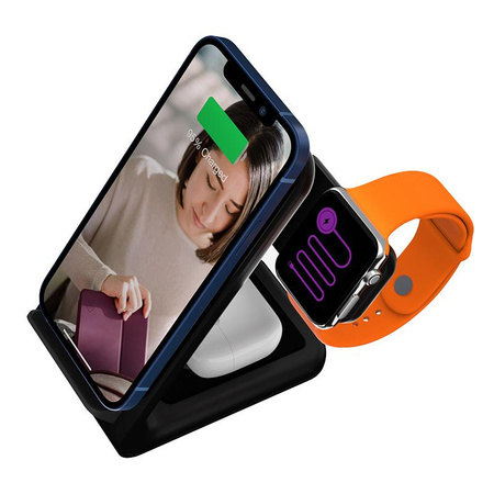 STM ChargeTree Swing - 3 az 1-ben vezeték nélküli töltő iPhone-hoz, AirPodshoz és Apple Watch-hoz (fekete)