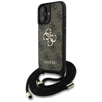 Guess 4G Big Logo Cord Strap Crossbody - étui pour iPhone 16 (marron)