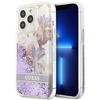 Guess Liquid Glitter Flower - pouzdro pro iPhone 13 Pro Max (fialové)