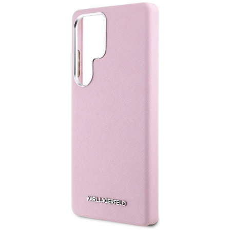 Karl Lagerfeld Saffiano Full Wrapped Elongated Metal Logo MagSafe - Pouzdro pro Samsung Galaxy S25 Ultra (růžové)