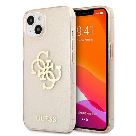 Guess Glitter 4G Big Logo - pouzdro pro iPhone 13 mini (zlaté)