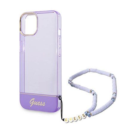 Guess áttetsző Pearl Strap - iPhone 14 tok (lila)