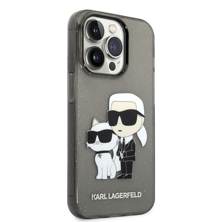 Karl Lagerfeld IML Glitter NFT Karl & Choupette - iPhone 14 Pro Max Tasche (schwarz)