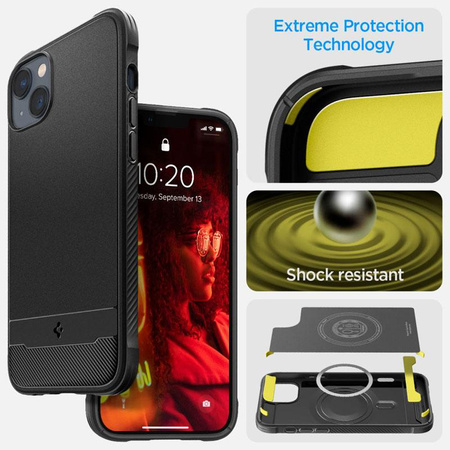 Spigen Rugged Armor MagSafe - Coque pour iPhone 15 Plus / iPhone 14 Plus (Noir)