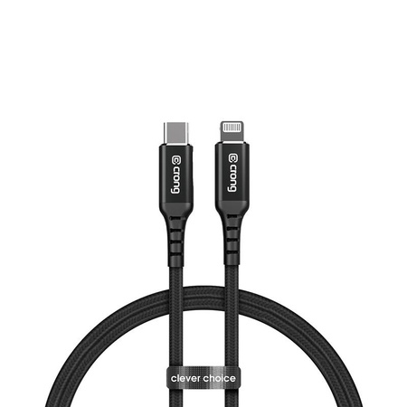 Crong Armor Link - MFi kábel USB-C-ről Lightningra fonva 150cm (fekete)
