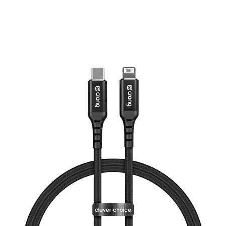 Crong Armor Link - Kabel MFi z USB-C na Lightning w oplocie 150cm (czarny)