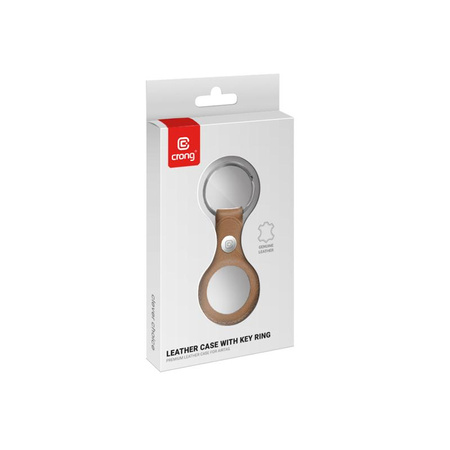 Crong Leather Case with Key Ring - Étui de protection en cuir avec porte-clés pour Apple AirTag (marron)