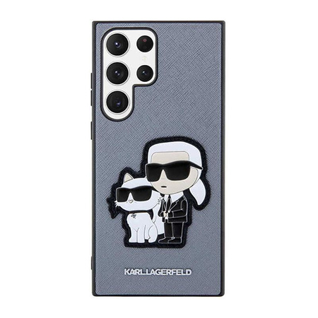 Karl Lagerfeld NFT Saffiano Karl & Choupette - Samsung Galaxy S23 Ultra Tasche (grau)