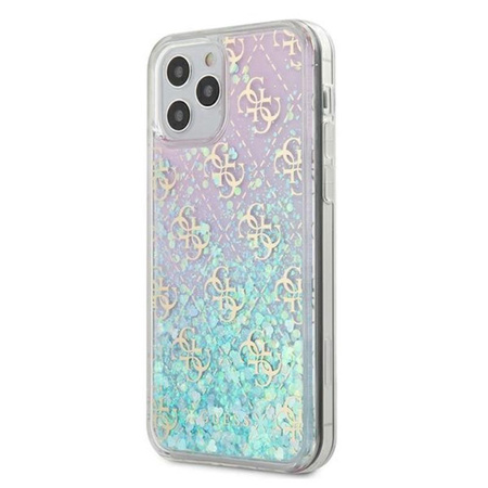 Guess 4G Liquid Glitter - pouzdro pro iPhone 12 Pro Max (růžové/tyrkysové)