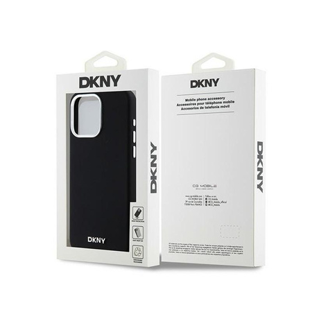 DKNY Liquid Silicone Small Metal Logo MagSafe - pouzdro pro iPhone 15 Pro Max (černé)